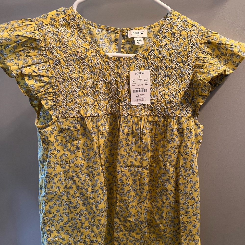 SOLD - New with tags - JCrew blouse / top with smocking and cute flutter sleeves